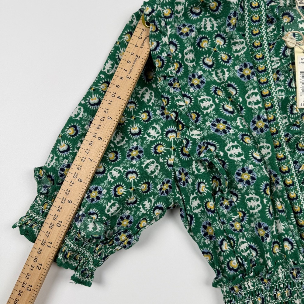 Floral Smocked Max Studio Green Rayon Maxi Dress Size M Medium - Picture 6 of 13